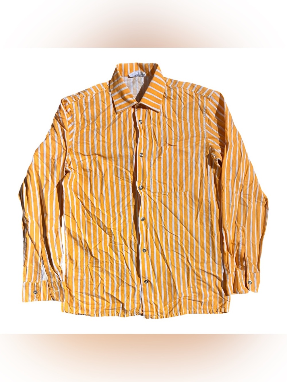 VTG Marimekko Cotton Striped Button Shirt Marigold